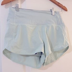 Lululemon size 2 Speed Up Light Green Shorts